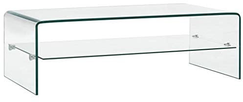 Tidyard Mesa de Centro Mesa Consola Mesas Auxiliares para Salon de Vidrio Blanco Mármol Templado,con un Estante 4#