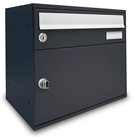 ALUBOX EASYBOX Boîte aux Lettres avec Compartiment Colis avec Serrure Pblock Boîte aux Lettres Extérieure 33x40x27 cm en Tôle Galvanisée et Portillon en Profilé d'Aluminium Personnalisable (ANTRACITE)