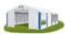 Das Company Partyzelt 5x8m Lagerzelt Universalzelt Pavillon mit Moskitonetz weiß-blau Zelt 560g/m² PVC Plane wasserdicht Hochwertigeszelt Gartenzelt Summer ISDM