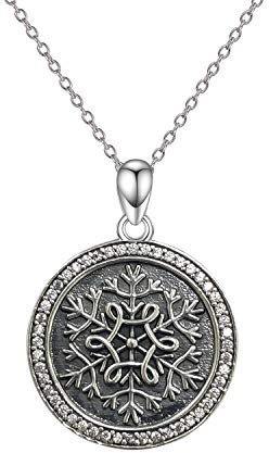 LONAGO Schneeflocke Halskette für Frauen 925 Sterling Silber Schneeflocke Anhänger Halskette Schmuck für Weihnachten