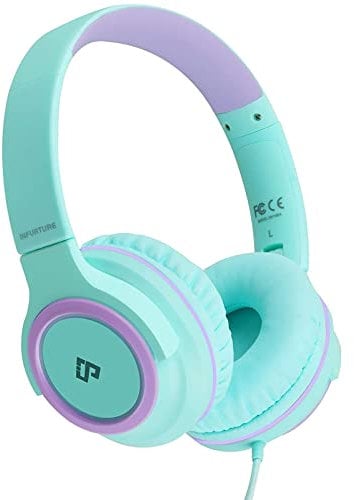 INFURTURE Kids Headphones with Microphone for Children Boys Girls, Volume Limit 94dB, On Ear Headphones,Wired Headphone for Teens School, Travel, Compatible with Cellphones, Tablets, PC, Kindle