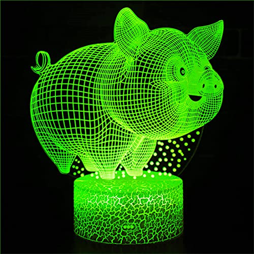Jinson well 3D Schwein Lampe optische Illusion Nachtlicht, 7 Farbwechsel Tisch Schreibtisch Dekoration Lampen Acryl USB Spielzeug