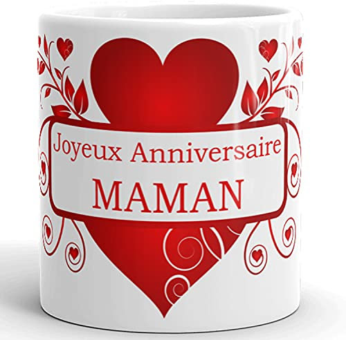 Kalféa Mug anniversaire maman Tasse amour joyeux anniversaire à sa mère idée cadeau impression haute qualité en panoramique Française