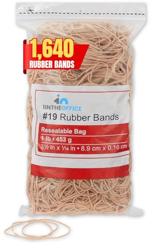 1InTheOffice Rubber Band #19, Heavy Duty Rubber Bands, Beige, Size 19, 1640 Pack