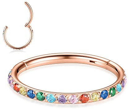 AROWRO Nose Hoop Ring Septum Clicker Cartilage Hoop Earrings Forward Helix Daith Tragus Earring Helix Ring Helix Piercing Helix Daith Jewellery Surgical Steel Hoop Earrings 18G 6mm Rose Gold