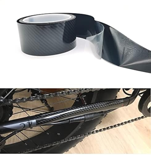 TURBOOST Bike Frame Protection Tape Sticker Vinyl Wrap Skin, MTB Bicycle Paint Chainstay Chain Guard Corner Protector Film Wraps, Carbon Filter Pattern, 3m (120”) Length, Various Width Option (5)