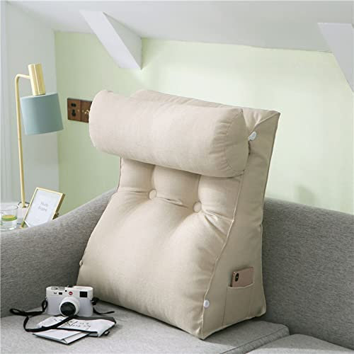 HEATHE Dreieck Keilkissen,Lesekissen,Erwachsene Rücken-Ruhe-Lounge-Kissen,Rückenkissen Bett/Sofa,für Lendenwirbelstütze,mit abnehmbarem Nackenrolle