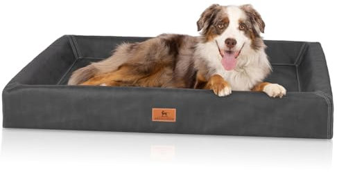 Knuffelwuff orthopädisches Hundebett Austin aus Kunstleder XXL 120 x 100cm Schwarz