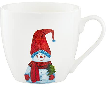 AMBITION Jumbotasse Weihnachten 510 ml Forest Schneemann Tasse Winter Weihnachtsmuster Wintermotiv weiß Spülmaschine Mikrowelle