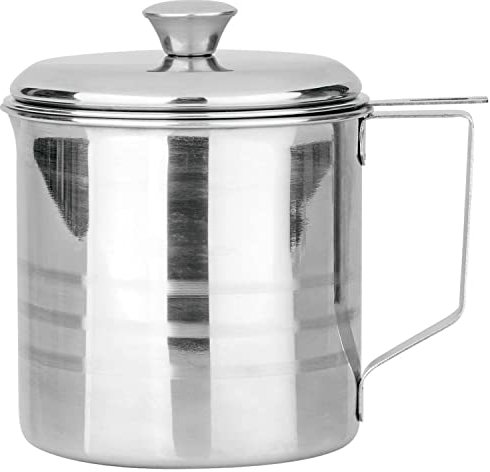 TIENDA EURASIA - Grasera Con Filtro de Malla Fina, ø10 cm, 800 ml de Capacidad, Acero Inoxidable, Vaso Con Filtro Para Aceite Usado, Colador