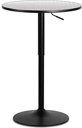 MoNiBloom Kneipentisch, rund, silberfarbene gestreifte Tischplatte mit schwarzem Bein und Sockel, Bartisch 69,8-91,4 cm, höhenverstellbar mit 360° Drehgelenk, Cocktail-Bistro-Tisch für Esszimmer,