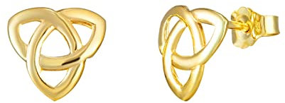 Orecchini a perno in oro 9 kt con nodo celtico trin, Oro giallo