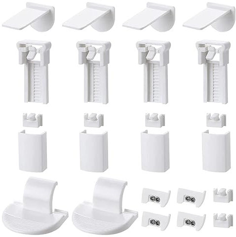 Plissee Ersatzteile klemmträger 4 Kit 24 Stück Plissee Klemmträger Zubehör Klemmfix Halterung, Ohne Bohren Plissee Ersatzteile, Plissee Halterung Selbstklebend Klemmfix Halterung