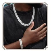DIDISEE Kubanische Gliederkette und Armband für Damen und Herren – Diamant-Halskette Iced Out Miami Cuban Hip Hop Schmuck, 8 Bracelet and 22 Necklace, Strass, Zirkonia
