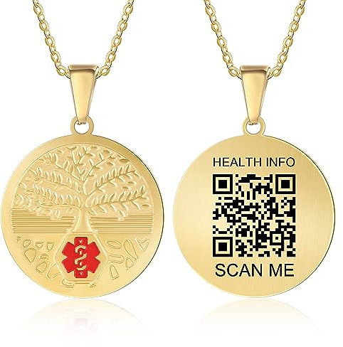 Theluckytag Upgraded Medical Alert ID Bracelet with QR Code for Men and Women - Titanium Steel Wristband Fits Wrists Up 8''-10'' - Custom Emergency Info