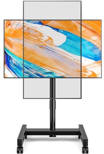 TVON Porta TV con Ruote Per Schermi Plasma/LCD/LED 13-50 Pollici, Girevole Supporto TV da Pavimento Regolabile in Altezza Carrello con Ruote Fino a 20 kg, Max. VESA 200 x200 mm, Nero