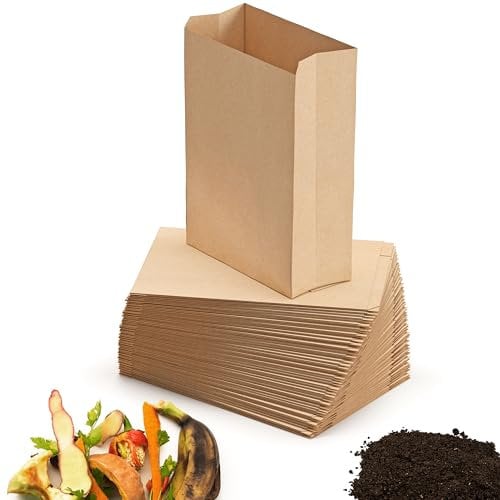 BIOGLÜCK® – Bolsas de Papel para Compostaje Premium 20 l [100 Unidades] – Resistentes y a Prueba de Humedad para Cubos de Compostaje