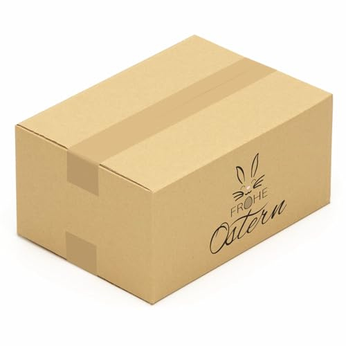 KK Verpackungen® Versandkartons mit Osternmotiv | 5 Stück, 300 x 215 x 140 mm Postkartons mit Frohe Ostern Motiv | Idealer Karton für den Paketversand von Ostergeschenken