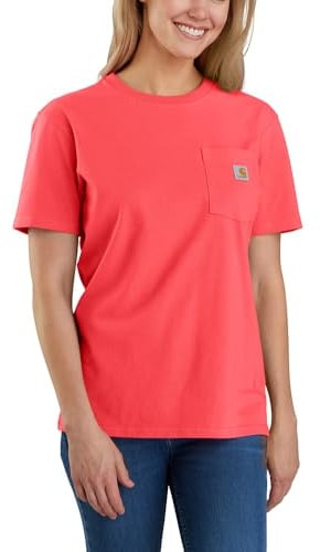 Carhartt Women's Loose Fit Heavyweight Short-Sleeve Pocket T-Shirt, Coral Glow, L