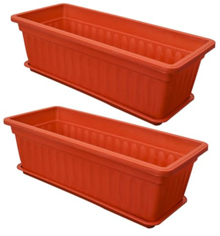 Milisten 2pièces Pots De Plantes Rectangulaires Plastique avec Plateau pour Jardinage Intérieur Et Extérieur Potager Et Fleurs