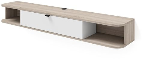 Homlando Icarus - Meuble TV suspendu - 156 cm - Meuble TV mural - Meuble bas moderne pour salon (chêne Sonoma/blanc mat)