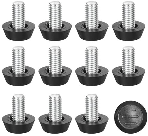QUARKZMAN Höhenverstellbare Möbelgleiter, 12 Stück M8x15mm Möbelnivellierbeine mit Gewinde für Tisch, Stuhl, Möbelfüße, Schwarz