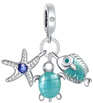YUMINN Seesterne Schildkröten und Fische Charm for 925 Sterling Silver for Women's Armbänder & Halsketten Dangle Anhänger für Weihnachten Valentinstag Muttertag Schmuck Geschenke für Mädchen