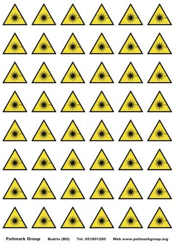 Panneaux de danger – Signalisation de sécurité – Pictogrammes adhésifs prédécoupés en PVC Format A4 – Adhésif HI-GRIP de haute qualité (rayon laser – 30 mm (à partir de 48 étiquettes)