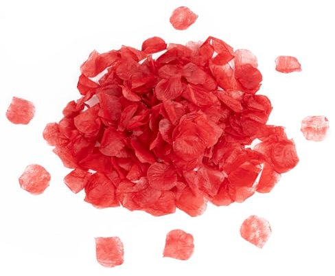 ONEBOOM 1000 Pezzi Petali di Rosa Finti,Petali Matrimonio,Atmosfera Romantica,Adatto per Matrimoni,San Valentino,Decorazioni Della Tavola,Festa di Compleanno-Rosso Scuro