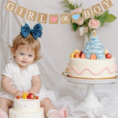 Banner Gender Reveal Party Taufe Dekoration Boy or Girl Wimpelkette Babyparty Herzlichen Gratulation Taufe Dekoration für Baby Shower Schwangerschaft überraschungsparty