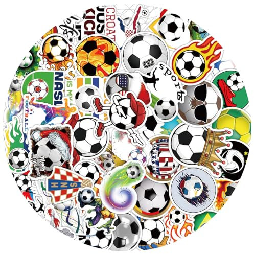 Zimoer 100 Pcs Football Stickers, Football Reward Stickers Waterproof Soccer Stickers, Vinyl Football Sports Decals for Kids Sports Party Soccer Gifts for Laptop Computer Scrapbooking
