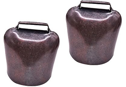 2 Stück Dicke Schafglocken aus Eisen in Bronzeoptik für Rinder und Pferde