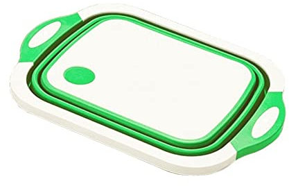 HJUGHPN Chopping Boards Collapsible Chopping Block Foldable Cutting Board with Washing Basket Food Cutting Board Drain Kitchen Organizer(Green)