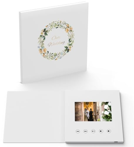 Sourcingbay Hochzeits-Videoalbum, 10,9 cm (4,3 Zoll) IPS-Bildschirm, 8 GB Speicher, wiederaufladbarer Akku, personalisiertes digitales Geschenk für Hochzeiten und Jubiläen