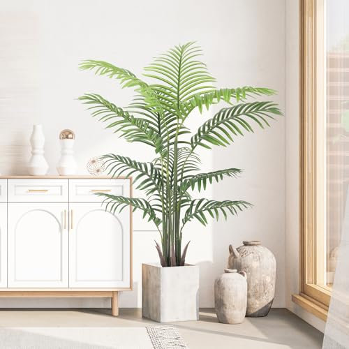 YOLEO 4FT Artificial Areca Palm Tree Lifelike Small Fake Palm Plant Faux Tropical Tree for House Office Living Room Indoor Decor(120CM)