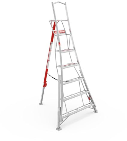 Henchman Aluminium Fully Adjustable PRO Tripod Ladder - 3 Adjustable Legs, For Professional Gardeners, 150kg Weight Limit, Lightweight, Durable (8ft / 2.4m)