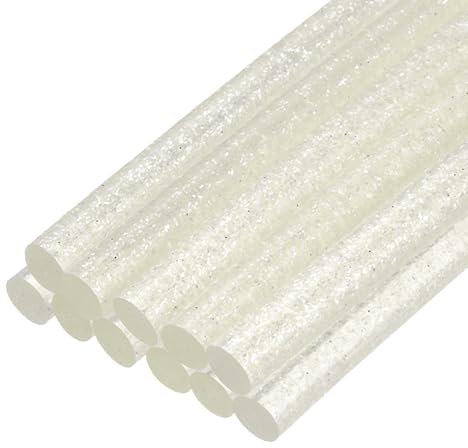 sourcing map Mini Hot Glue Sticks for Glue Gun 7mm x 100mm Glitter Transparent White 12pcs