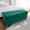 Harveys Living Ottoman Storage Box - Penal Style Engineered Wood Luxurious Plush Velvet Ottoman Storage Bench - (Green Plush, Legs)