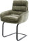 DELIFE Schwingstuhl Abelia-Flex mit Armlehnen Freischwinger flach Schwarz Chenille Olive