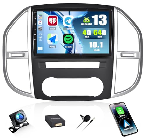 SIXWIN 4+64G Android 13 Radio Coche para Mercedes Benz Vito 3 W447 2014-2020 con CarPlay&Android Auto&Mirrorlink,10.1 Pulgadas Pantalla Táctil con Bluetooth/WiFi/GPS/FM/RDS/USB 32EQ con Cámara Trasera