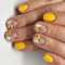 Pack Of 24 Yellow Flower Designs Short Square Press On Nails With Glossy Effect Artificial False Nails Stick On Nails