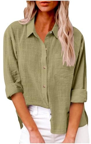 Womens Tops Autumn Cardigans Long Sleeve Button Down Shirt Casual Fall Clothing Blouses V Neck Collared Loose Oversized Tees Summer Dressy Blouse Office Work Ladies Tops Plus Size 8-22 Beige