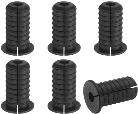 sourcing map Lot de 6 œillets muraux 19 mm en silicone antidérapant pour passer les câbles Ethernet, noir