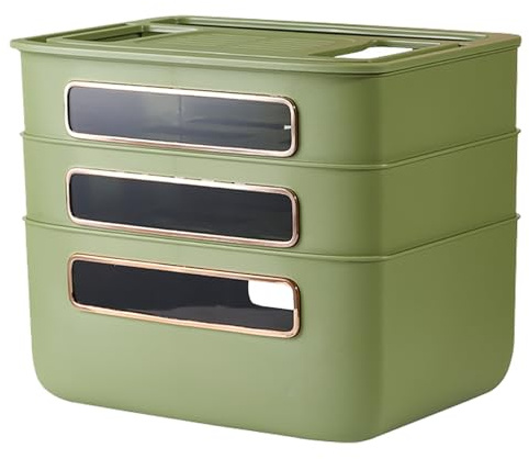 WiFi-Router-Set-Top-Box-Organizer mit DREI Schubladen für Steckplatinendrähte, um Unordnung an alle Größen der Router-Stecker-Boards anpassbar zu verbergen (Dunkelgrün)