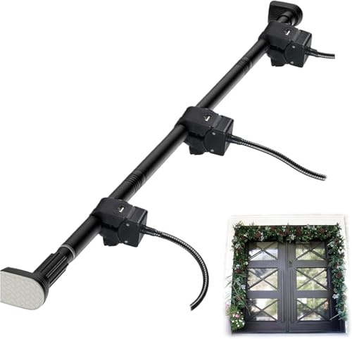 DZHCBNE 1PC Adjustable Garland Hanger, Adjustable Fits 32- 80 Doors,Heavy Duty Front Door Christmas Wreath Hook,Tension Rod Parties Accessories, Removable Reusable Door Hook for Outdoor(59-67)