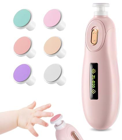Lima Unghie Neonato Elettrica, Rifinitore per Unghie per Neonati, Tagliaunghie Elettrico per Bambini con 6 Testine di Levigatura, per tutte le età