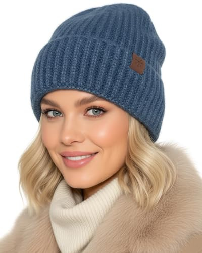 Baesics Wintermütze Petrol mit Fleecefutter Damen Herren Unisex, warme gefütterte Strickmütze Beanie, elastisch und weich, One Size für Herbst und Winter, Wintersport, Geschenk Frauen Männer