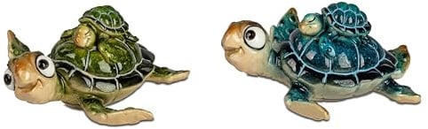 formano Schildkröte Harry mit Kind 12cm - Polyresin grün oder blau (grün)
