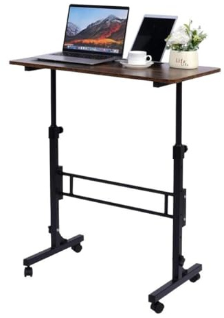 Ccarzzi Height Adjustable Standing Desk, 80 * 40CM Portable Small Computer Desk, Mobile Home Office Desk with Wheels for for Living Room, Bedroom, Office, Treadmill, Height 70-110CM