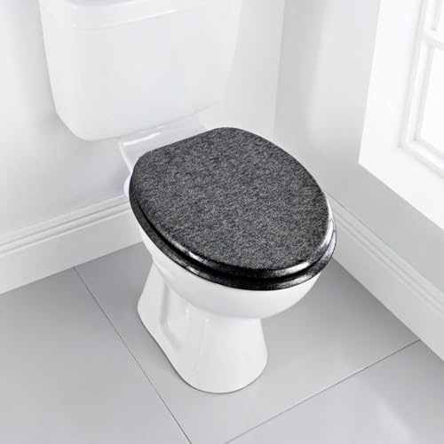 Glitter Toilet Seat - Black - Easy to Fit, Requiring No Tools for Installation - Wipe Clean, with Rust-Proof Hinges